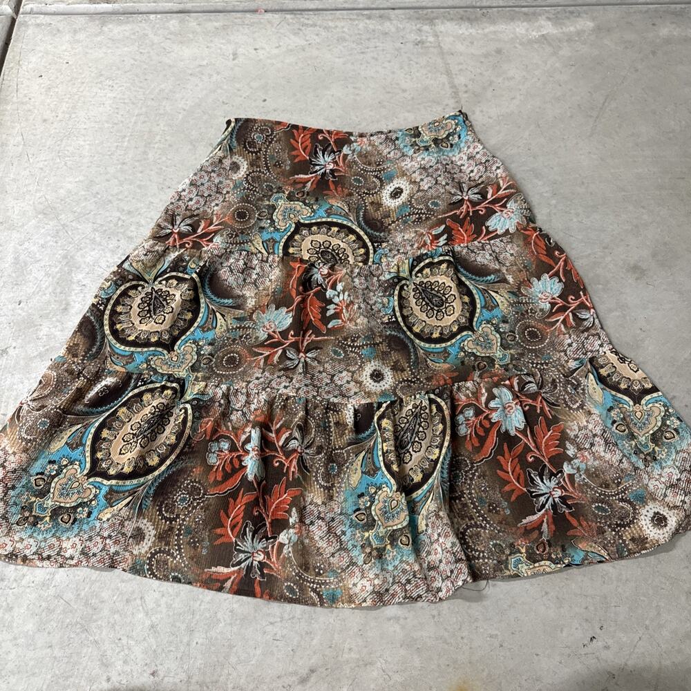 Notations Tiered Floral Boho Peasant‎ Skirt Fairy 1X Paisley Y2K Earth Tones
